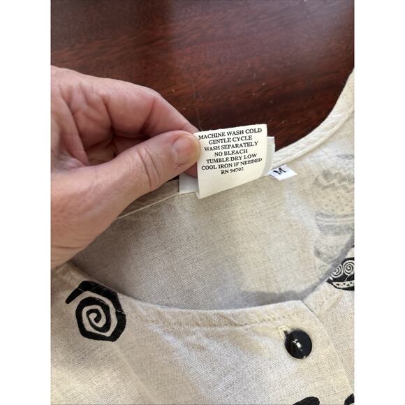 Hot Cotton Tribal Linen‎ Blend Top Size Medium 3/4 Sleeve Lagenlook Earthy Artsy - Picture 8 of 8